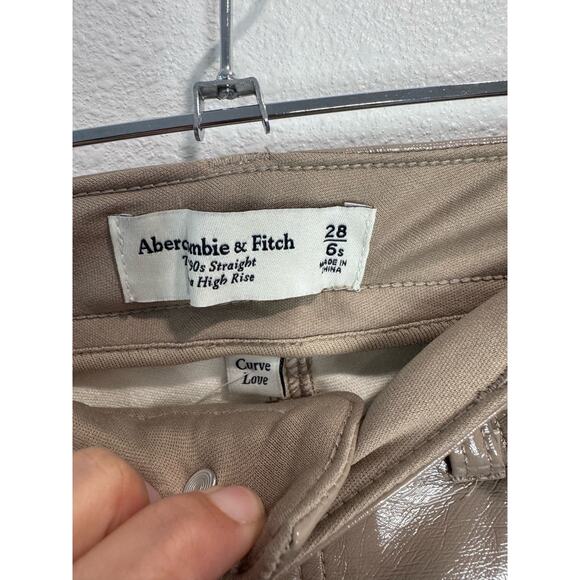 NWT Abercrombie The 90's Straight Ultra High Rise Faux Leather Pants size 28 - Picture 5 of 8